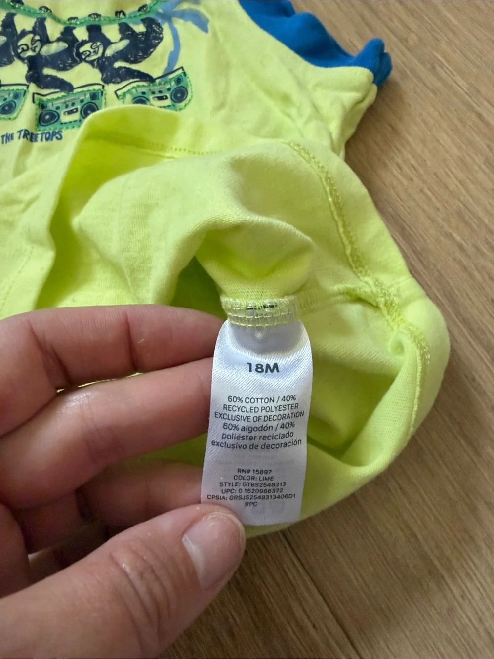 Garanimals Kids Neon Yellow Sleeveless Graphic Tee Size 18 Months